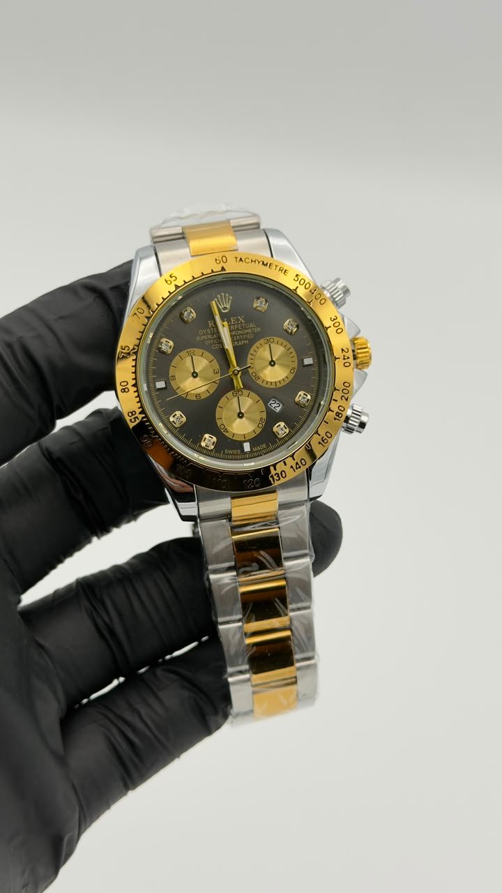 Black Dial Gold-Tone Chronograph Style Quartz Watch