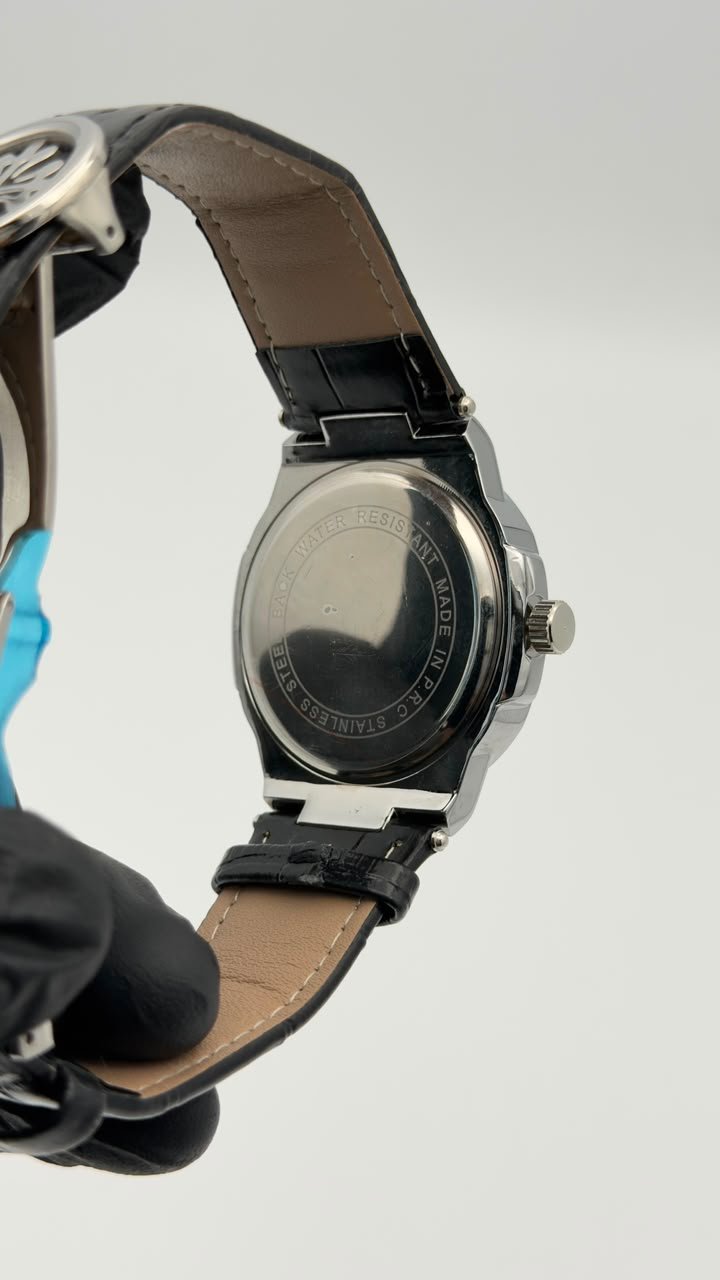 Brown Textured Dial Leather Strap Quartz Watch - Image 5