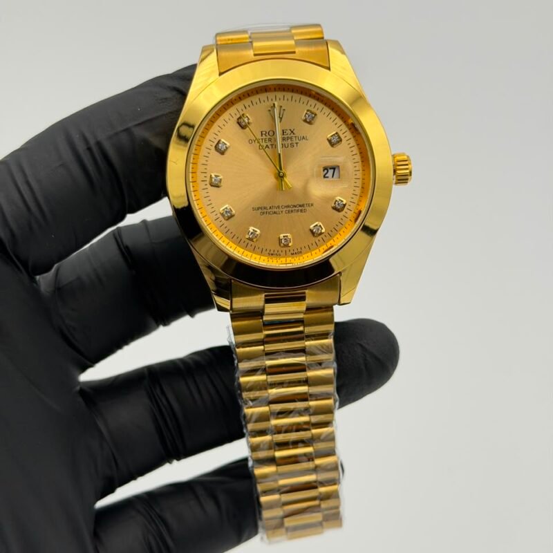 Champagne-gold-dial-full-gold-watch-with-crystal-style-hour-markers.jpeg Champagne Gold Dial Full Gold Watch – Crystal Markers