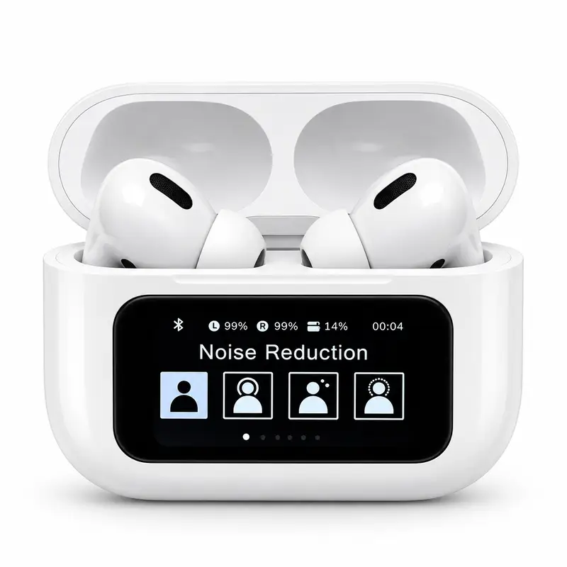Mahar Wireless Earbuds Touch LCD White Mahar LCD Touch ANC/ENC Wireless Earbuds