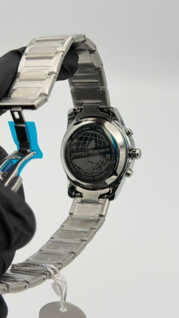 Al-Salah Digital Analog Dual Time Stainless Steel Quartz Watch - Image 5