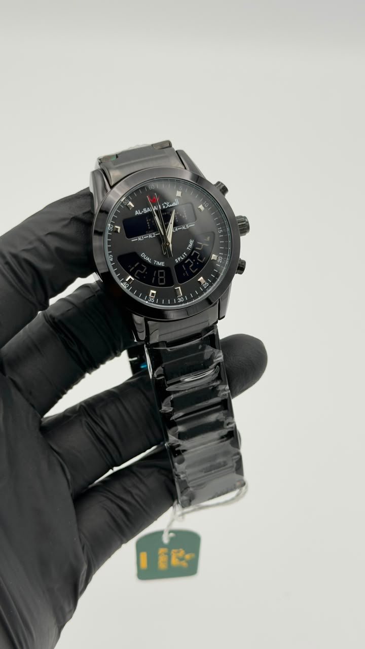 Al-Salah Dual Time Digital-Analog Stainless Steel Quartz Watch - Image 2