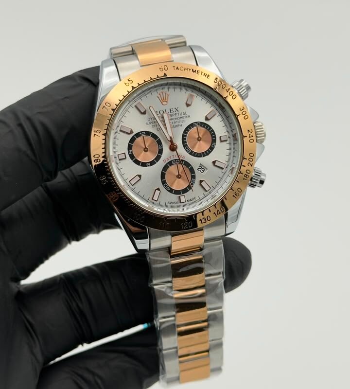 Two-Tone White Dial Chronograph Style Quartz Watch